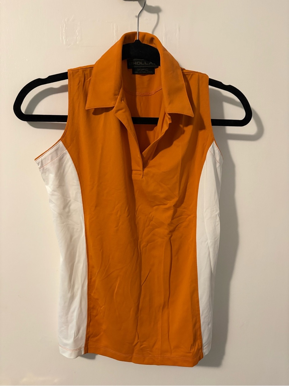 Hollas XFC Orange & White Sleeveless Polo Golf Top